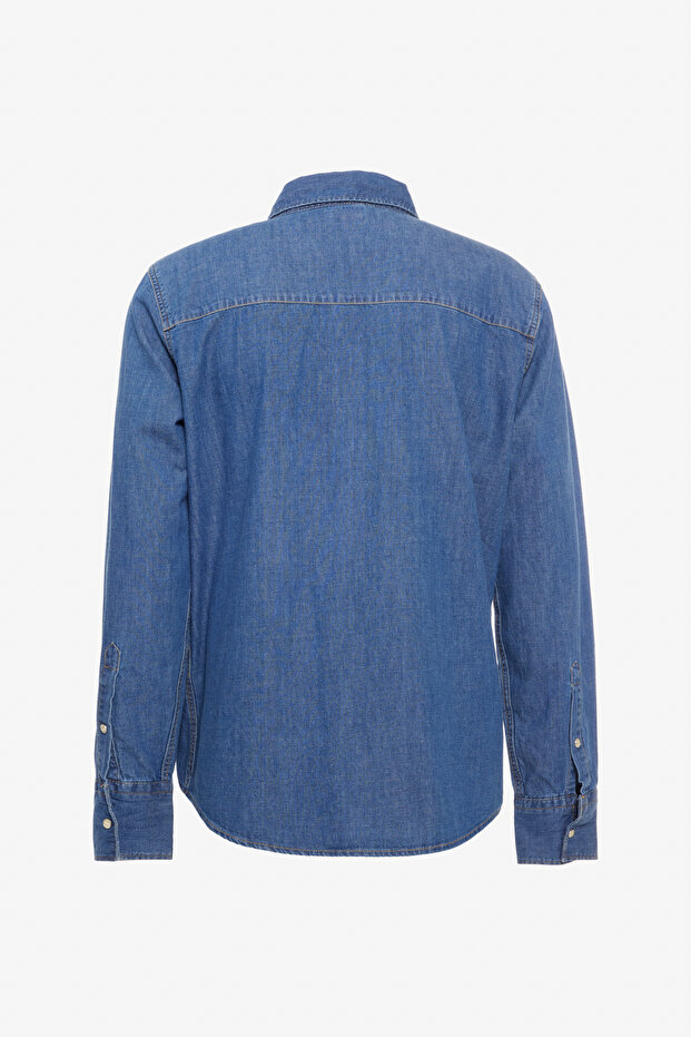 Erkek Regular Fit Denim Gömlek - 7