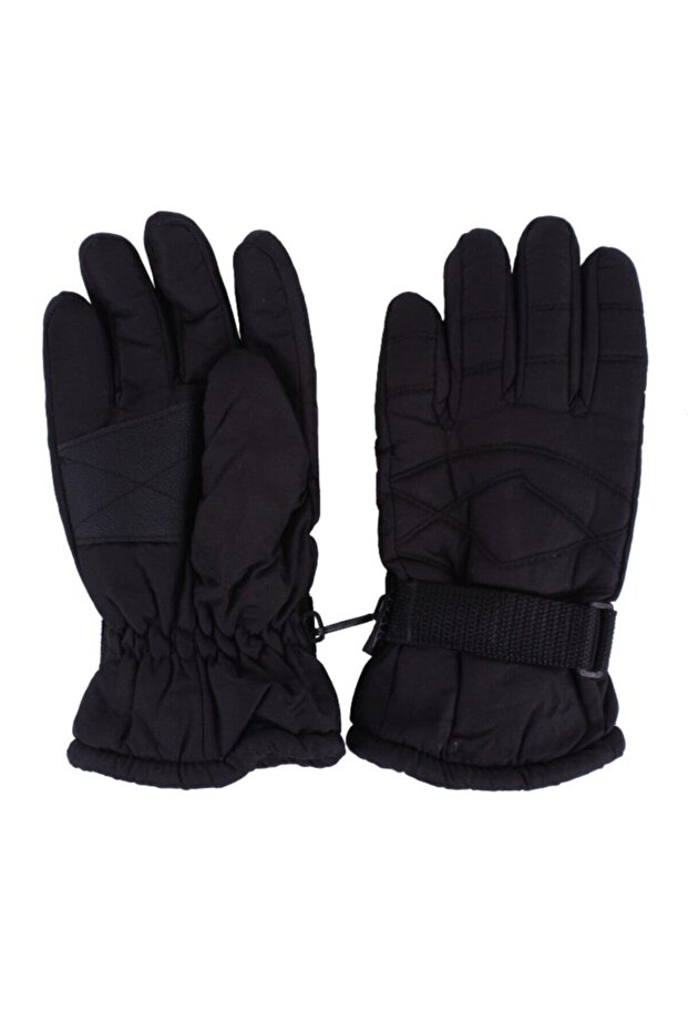 Ebeveyn Garson Kar Eldiven Siyah Düz Kar Eldiven - 5