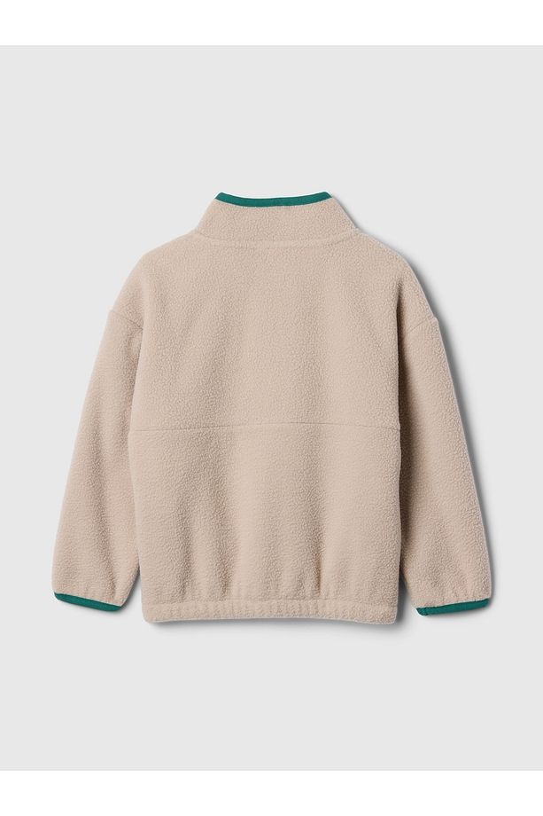 Erkek Bebek Bej Brannan Bear İşlemeli Sherpa Yarım Fermuarlı Sweatshirt - 2