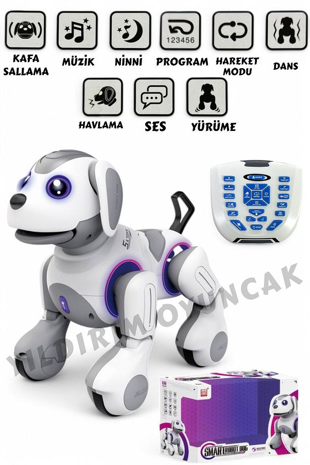 Uzaktan Kumandalı Full Fonksiyon Smart İnteraktif Akıllı Robot Köpek Dokunmaya Duyarlı Işıklı Köpek - 1