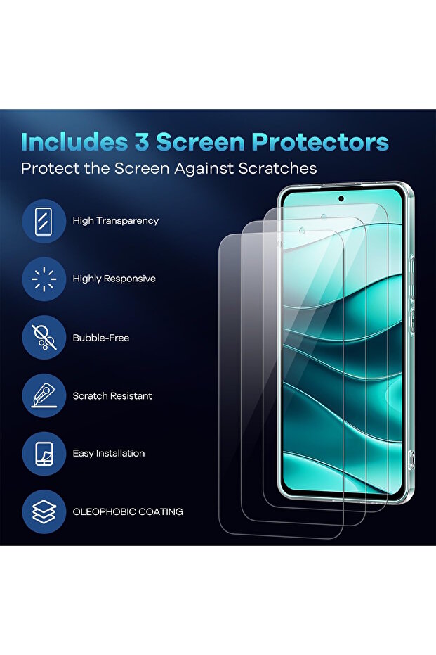 Redmi Note 14 Case with Camera Protrusion Protection Soft Silicone + 9H Screen Protector Glass 2in1 Set - 4