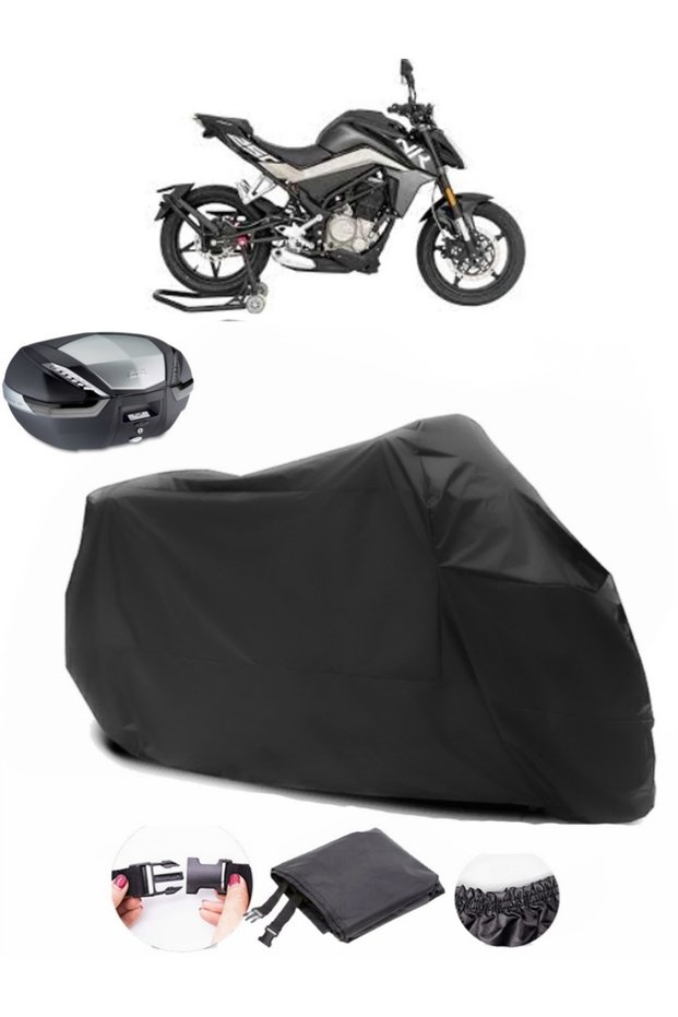 CF Moto 250 NK Rear Bag Compatible Black Motorcycle Tarpaulin Waterproof Durable Fabric