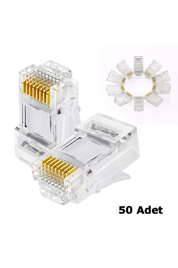 100 Adet - RJ45 Konnektör Network Cat5 Cat6 Jak Jack Ethernet Uç - 2