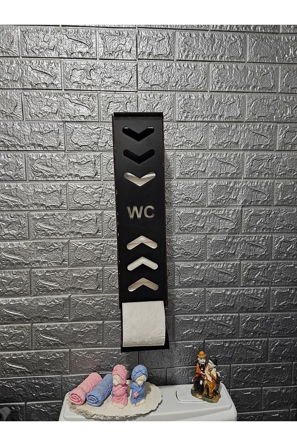 Tuvalet Kağıtlığı Wc Kağıtlık Yedekli Ahşap Kapaklı Tuvalet Kağıdı Standı Tutacağı Askısı - 9