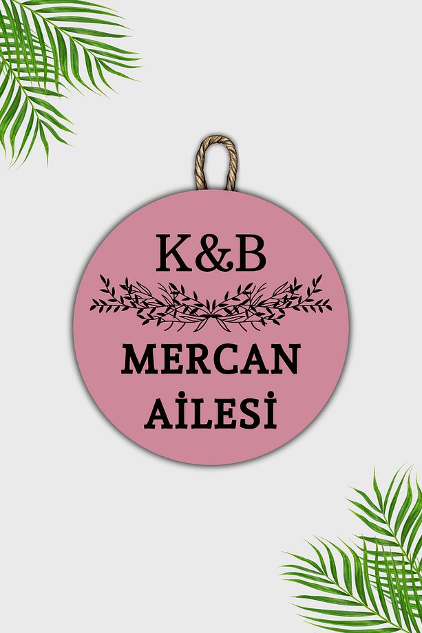 Modern Kapı Süsü - Pembe  Kişiye Özel Baş harf ve Soyisim Tasarım - Dış Mekan Kapı Süsü - 1