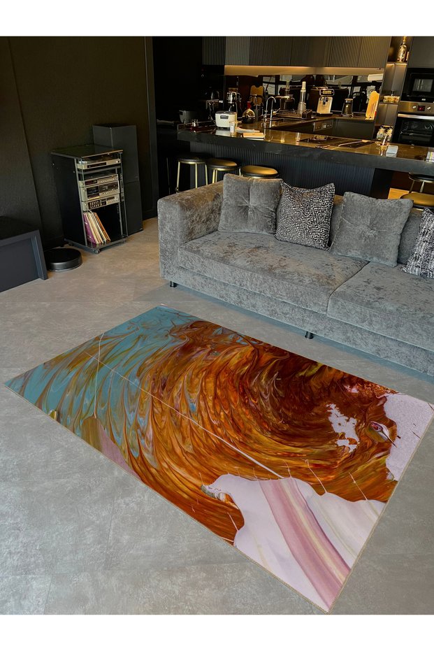 Amethyst Series Multicolor Abstract Marbled Design Patterned Woven Base Modern Decorative Carpet Ametist85