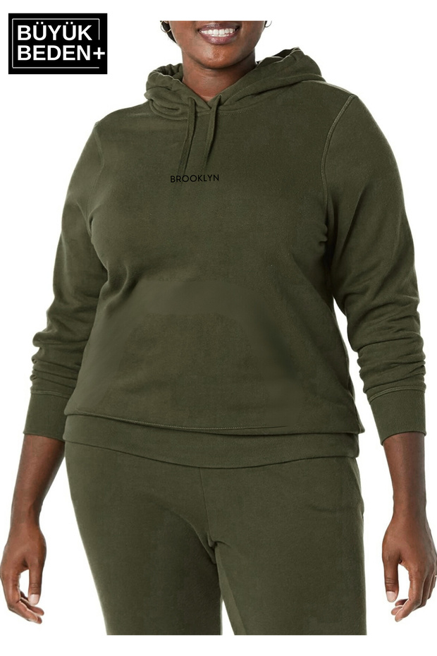 Women's Medium Brooklyn Printed Large Size Slim Hooded Swatshirt Spr25Bswk61