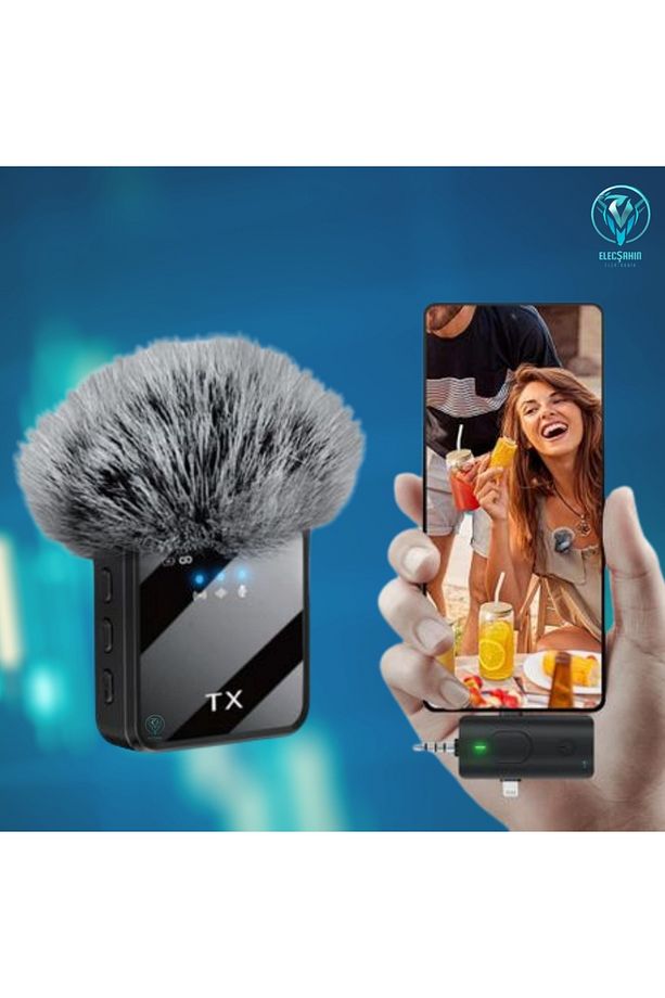 F11-2 Mikrofon. 2 küçük mikrofonun 3'ü 1 arada, iPhone, Android telefonlar ve kamera 6,35mm fişi var - 4