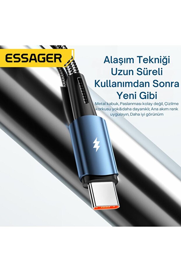 2 Metre 120w 6a Pd3.1 Usb To Type-c Mega Hızlı Data Şarj Kablosu, Ultra Sağlam Halat Kablo K - 5