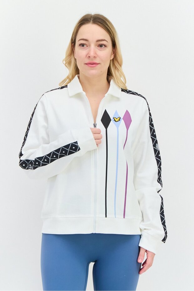 Women Sportswear Fit Long Sleeves Golf Jacket, White Combo