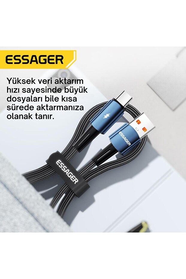 2 Metre 120w 6a Pd3.1 Usb To Type-c Mega Hızlı Data Şarj Kablosu, Ultra Sağlam Halat Kablo K - 7