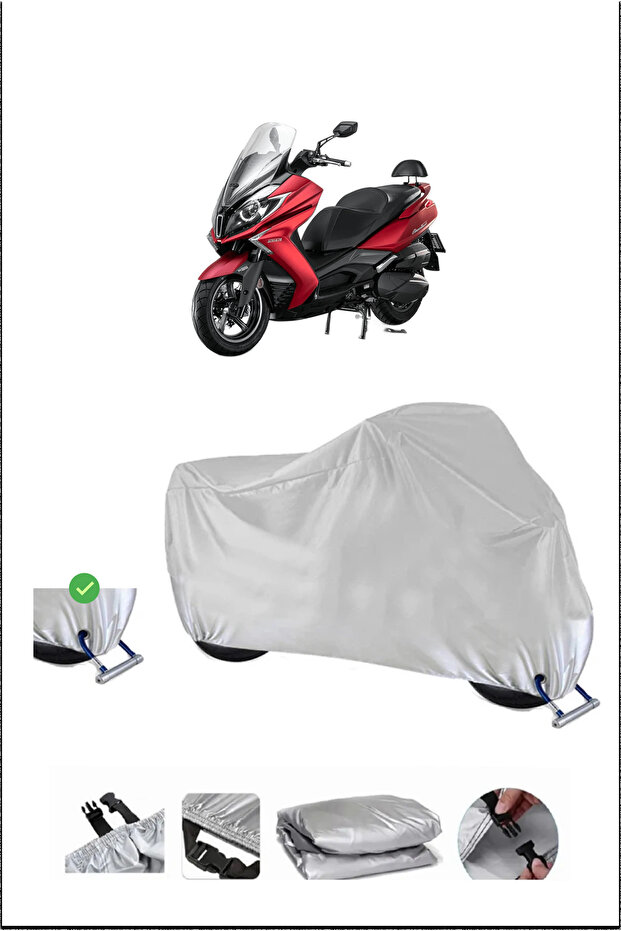 قفل Kymco DOWNTOWN250I متوافق مع غطاء دراجة نارية مقاوم للماء ومتين - رمادي