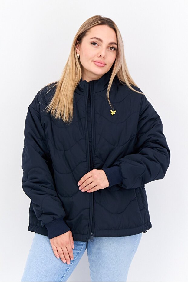 Women Brand Logo Quilted Jacket, Dark Navy