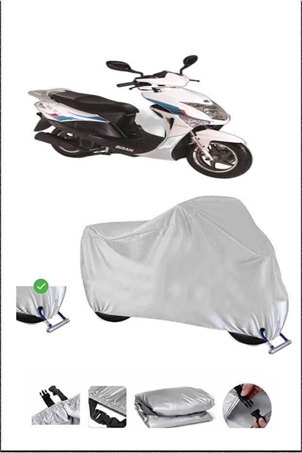 Bisan Nysa150 Lock Compatible Waterproof Durable Motorcycle Canvas-Gray