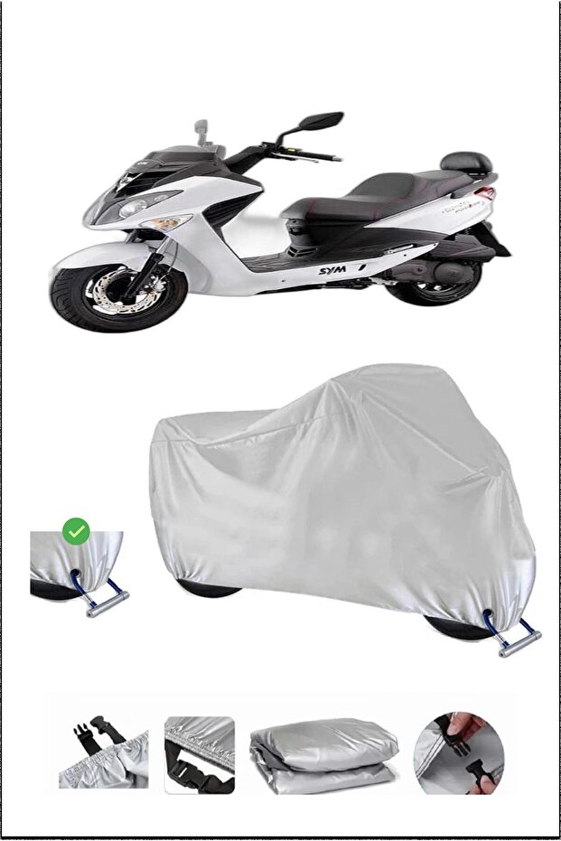 Sym JOYRIDEEVO200 قفل متوافق مع الماء ومتين للدراجات النارية - رمادي