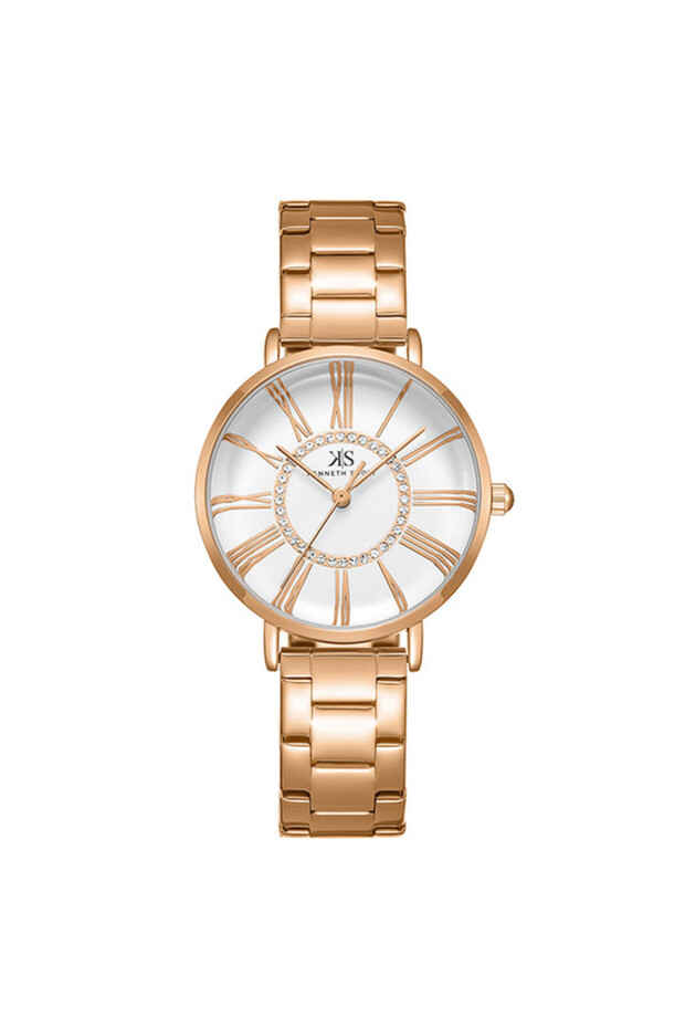 Kenneth Scott K23536-RBKW Women Analog Display Watch & Stainless Steel Strap Rose Gold