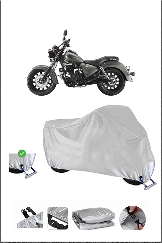 Keeway Landcruiser250 Lock Compatible Waterproof Durable Motorcycle Canvas-Gray