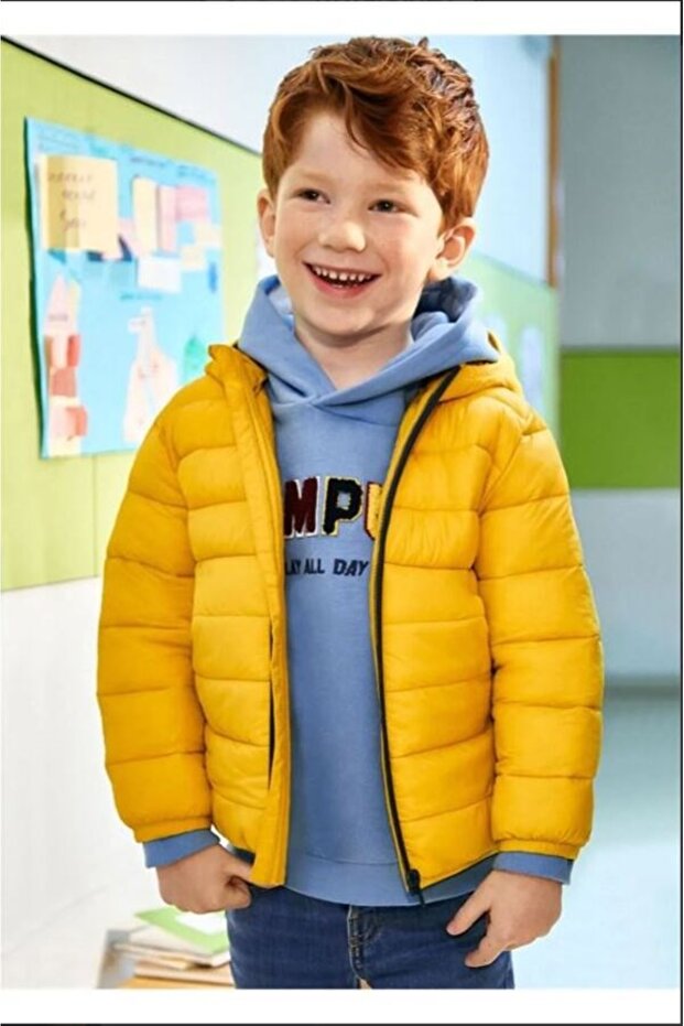 Erkek Çocuk Kapüşonlu Basic Mont 4437 - 1