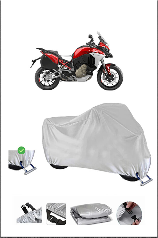 قفل Ducati MULTISTRADAV4S متوافق مع دراجة نارية مقاومة للماء ومتينة - رمادي
