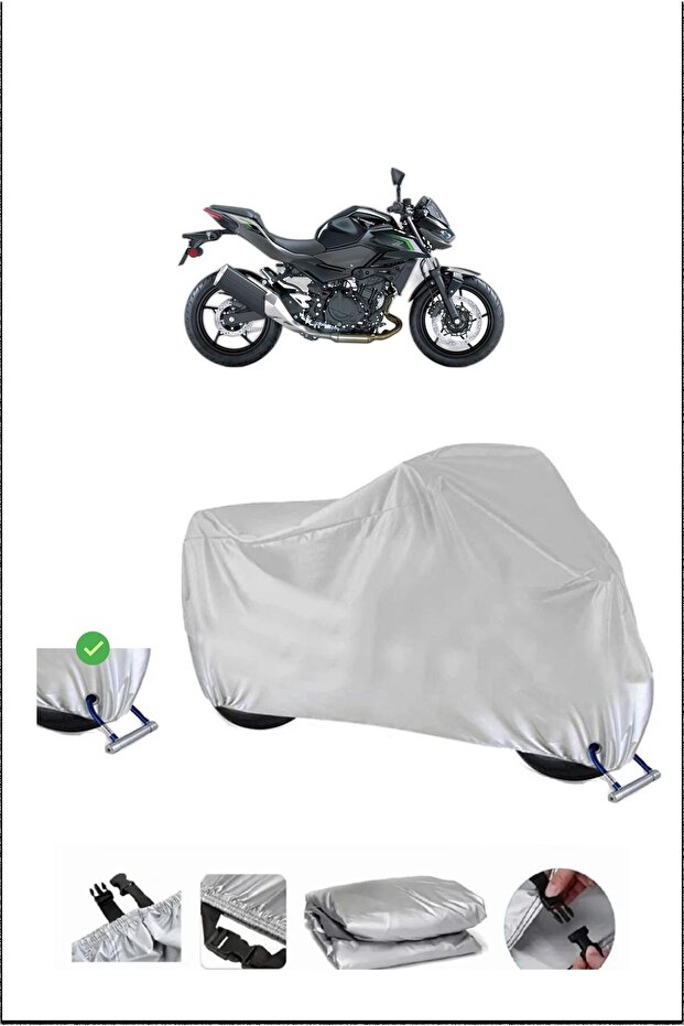 قفل Kawasaki Z500 متوافق مع غطاء دراجة نارية متين مقاوم للماء - رمادي