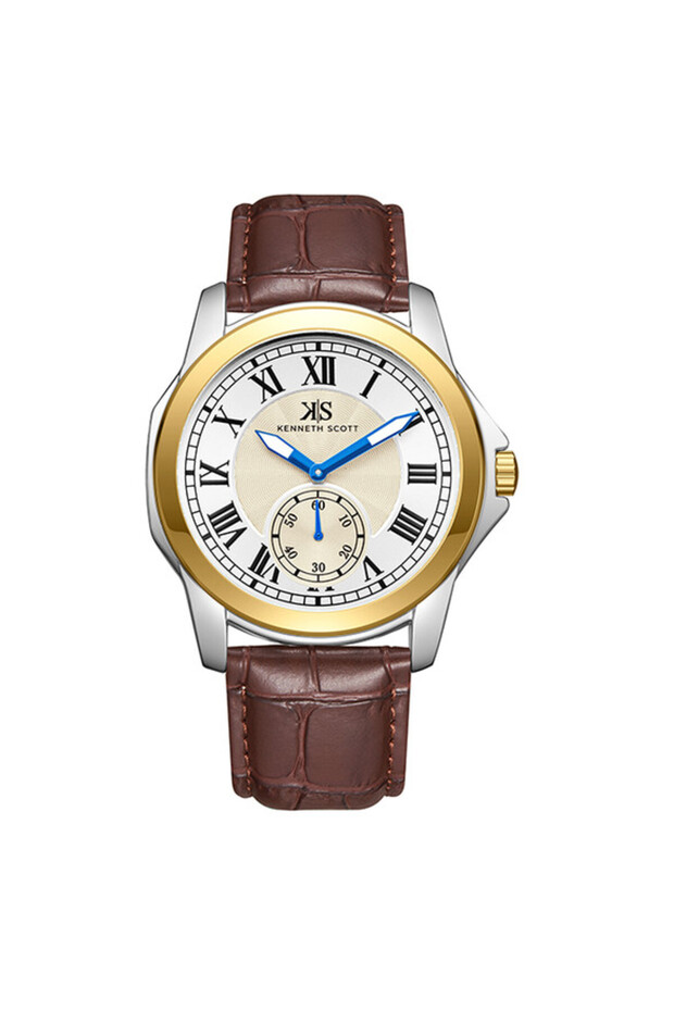 Kenneth Scott K24018-TLDC Men Analog Display Watch & Leather Strap Brown