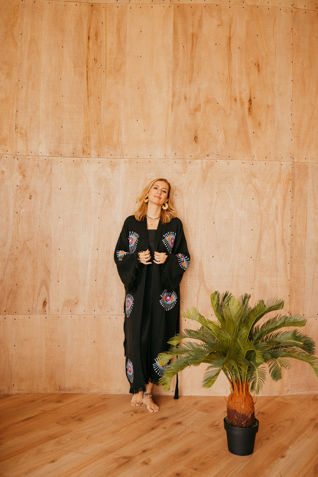COTTON KAFTAN- NAZAR BLACK