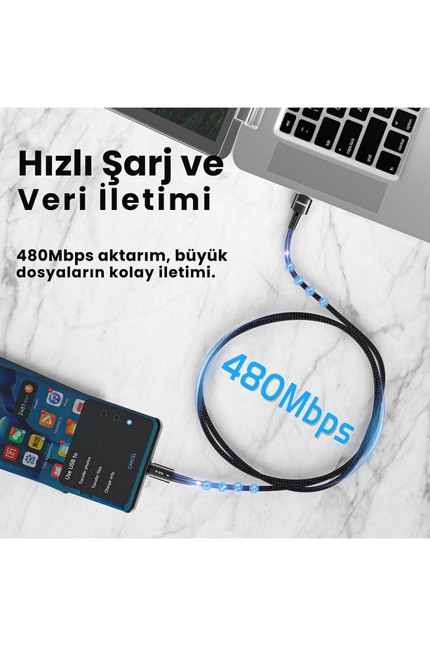 0.5cm 66w 6a Usb To Type-c Süper Hızlı Data Şarj Kablosu, Ultra Dayanıklı Şarj Ve Data Kablo - 3