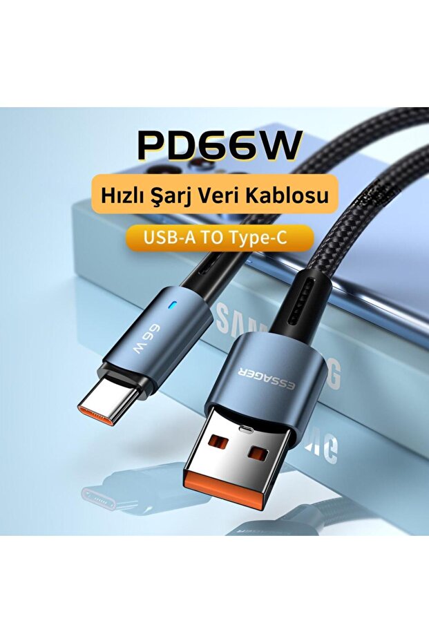 3 Metre 66w 6a Usb To Type-c Süper Hızlı Data Şarj Kablosu, Ultra Dayanıklı Şarj Ve Data Kab - 6