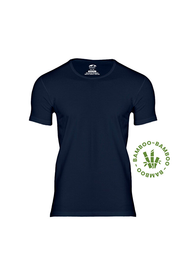 Şahin Men's Short Sleeve Dark Blue Bamboo Bodysuit - Pack of 2
