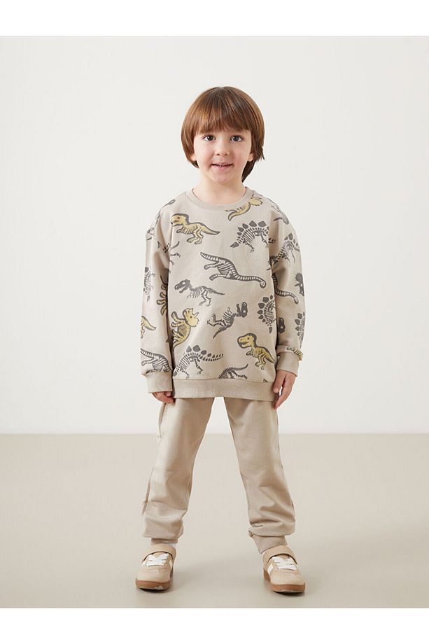 Bisiklet Yaka Erkek Çocuk Sweatshirt ve Eşofman Alt 2'li - 2