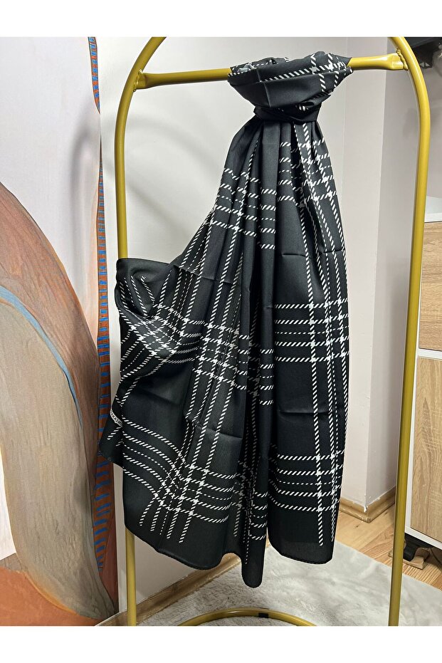 شال حريري مديني منقوش بنقشة حرير منقوش - 1