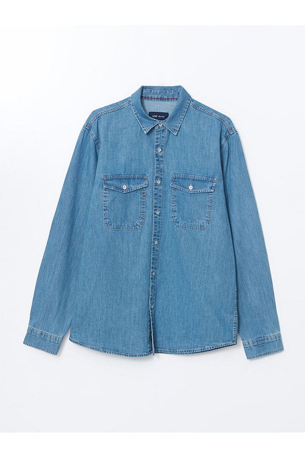 LCW Jeans Regular Fit Uzun Kollu Erkek Jean Gömlek - 1