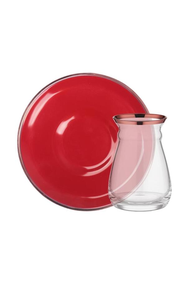 Solıd Kırmızı Rose Gold Tek Kişilik Çay Seti - 1