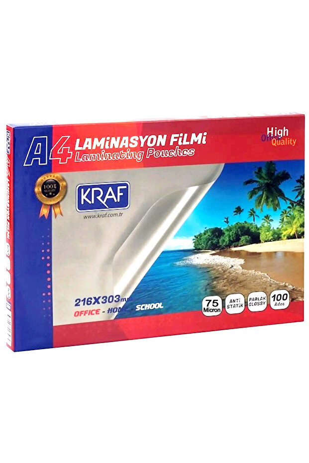 Modellino A4 Laminasyon Filmi Kraf 100 Adetli Paket - 75 Micron