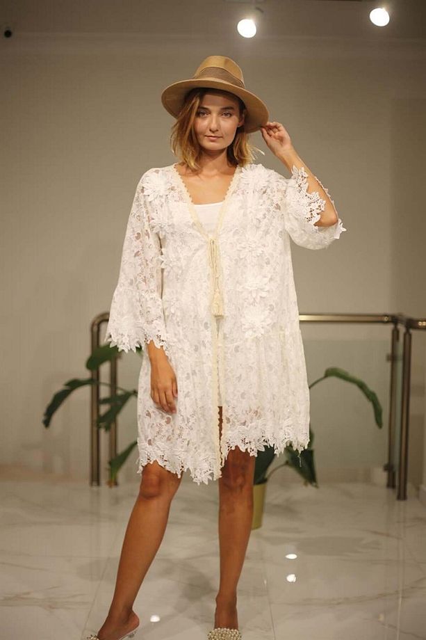 BİR BİYELİ DANTEL KAFTAN - 3