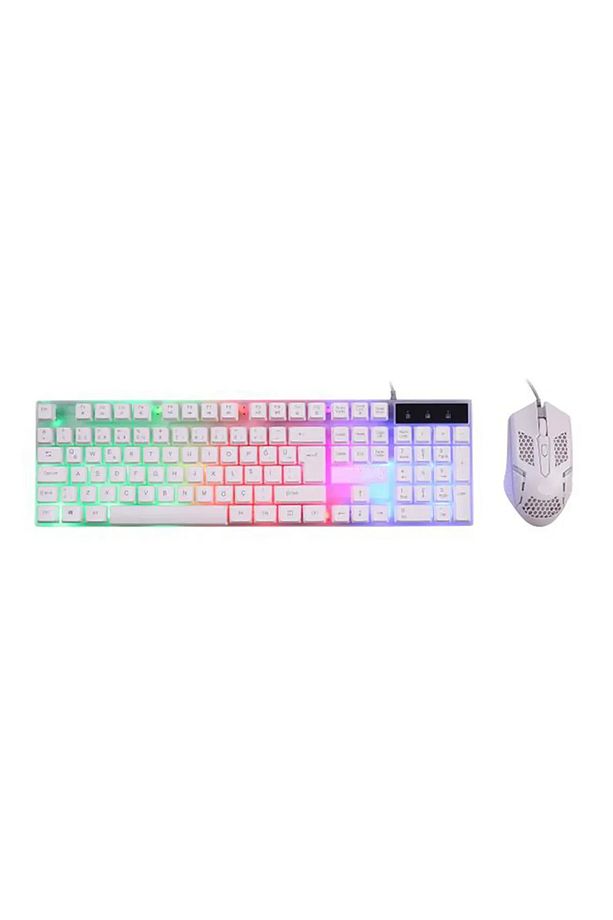Beyaz Rgb Işıklı Kablolu Q Klavye Mouse Set - 3