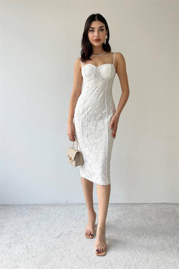 *ASKILI KORSELİ MİDİ ELBİSE - 2