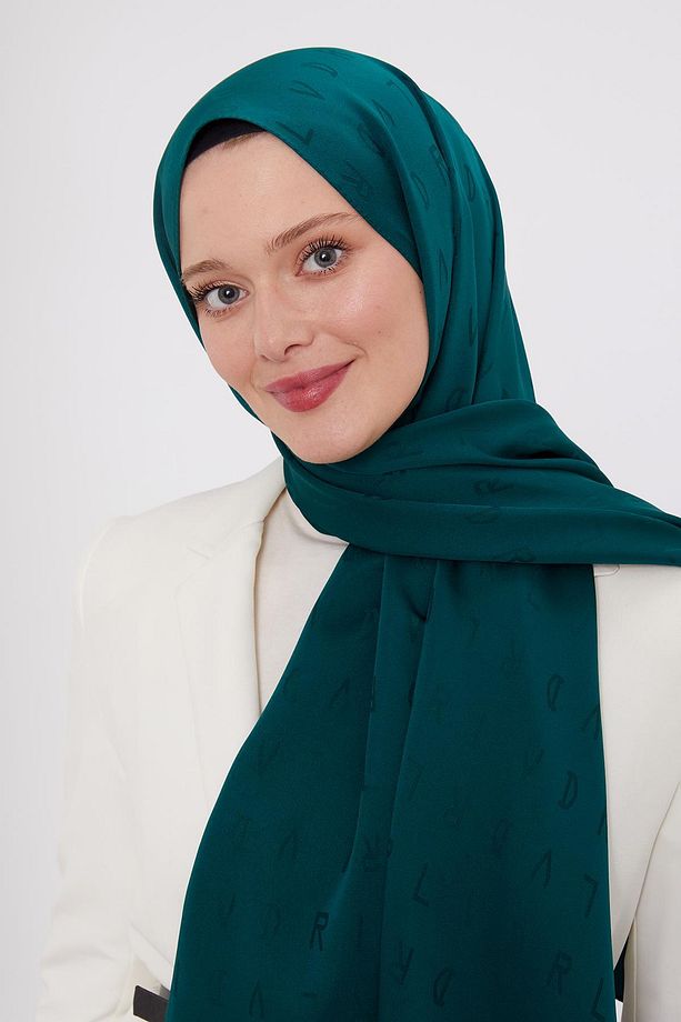 Yeşil LVD Baskılı Jakarlı Şal - 2