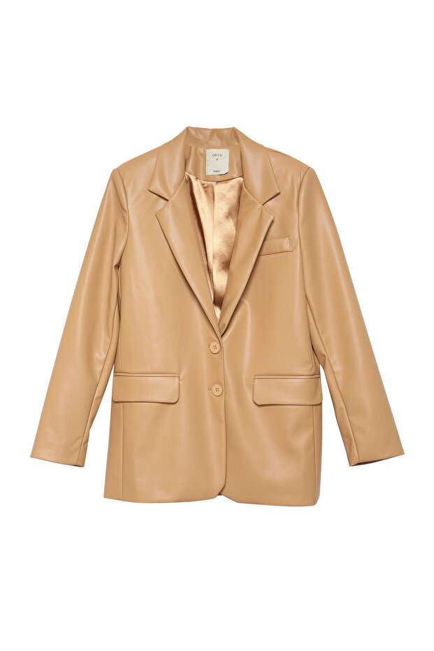 Blazer Deri Ceket Camel - 2