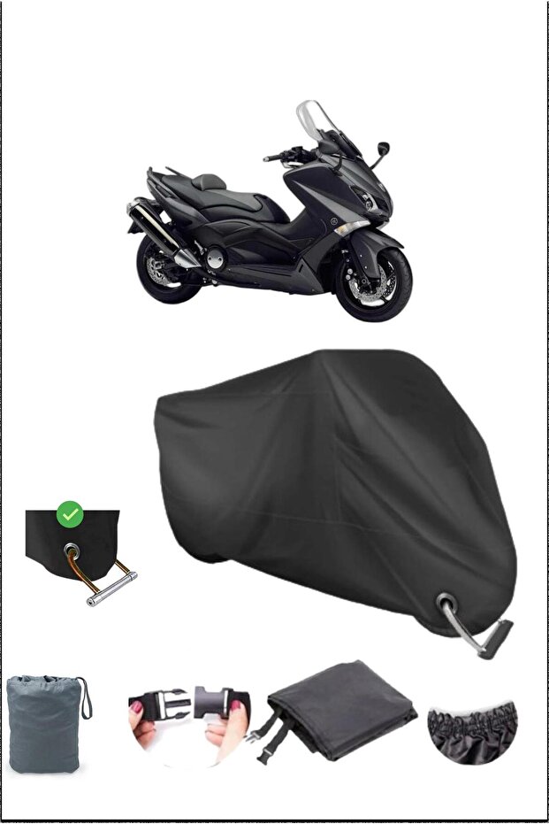 قماش القنب الأسود للدراجات النارية المتوافق مع قفل متين Yamaha Tmax530