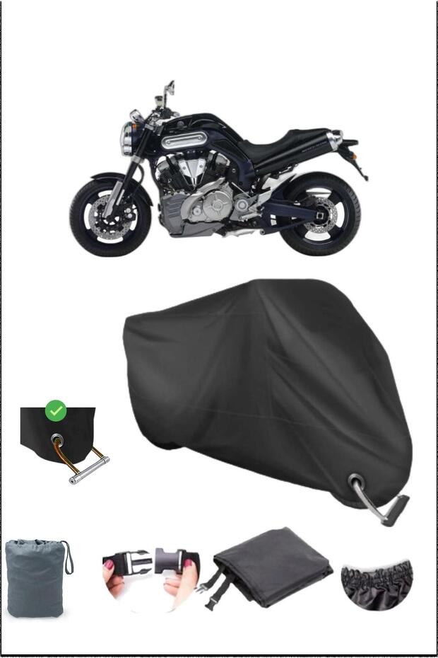 Black Motorcycle Tarpaulin Compatible with Lock for Yamaha Mt-01, Safe, Waterproof