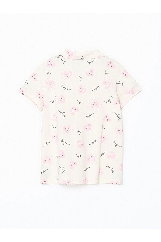 LCW Kids Gömlek Yaka Kız Çocuk Şortlu Pijama Takımı - 4
