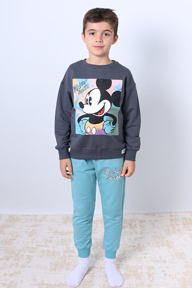Boys' Tracksuit Set with Character Print and Ribbed Details F4