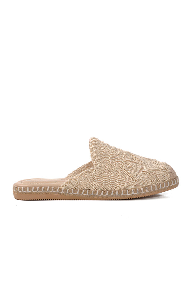 Beige Closed Front Knitwear Women's Slippers 542042 Z