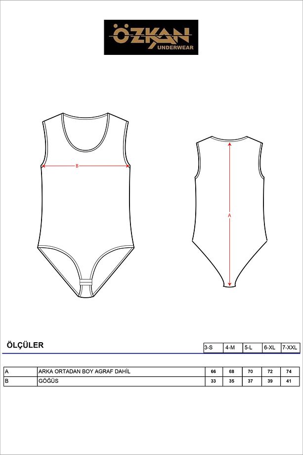 Özkan 0602 Kadın Pamuklu Kalın Askılı Kancalı Çıtçıtlı Örme Body - 7