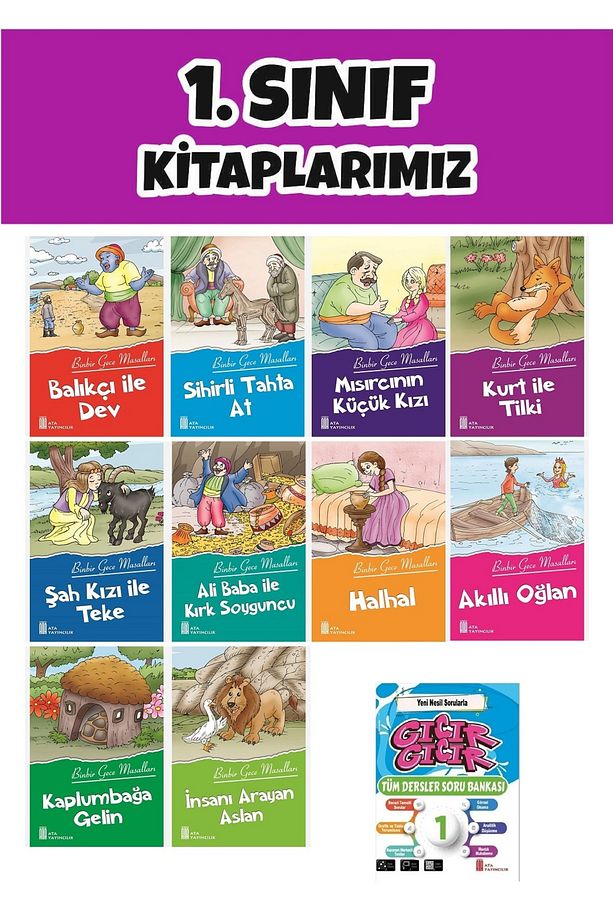 Ata 1.Sınıf 2.Dönem Yeni Nesil Sorularla Gıcır Gıcır Soru Bankası + 10 lu Okuma Hikaye Seti - 1