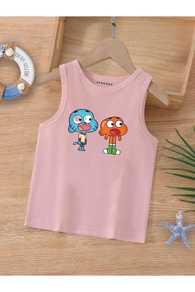 Cartoon Character Printed Sleeveless Children's T-Shirt