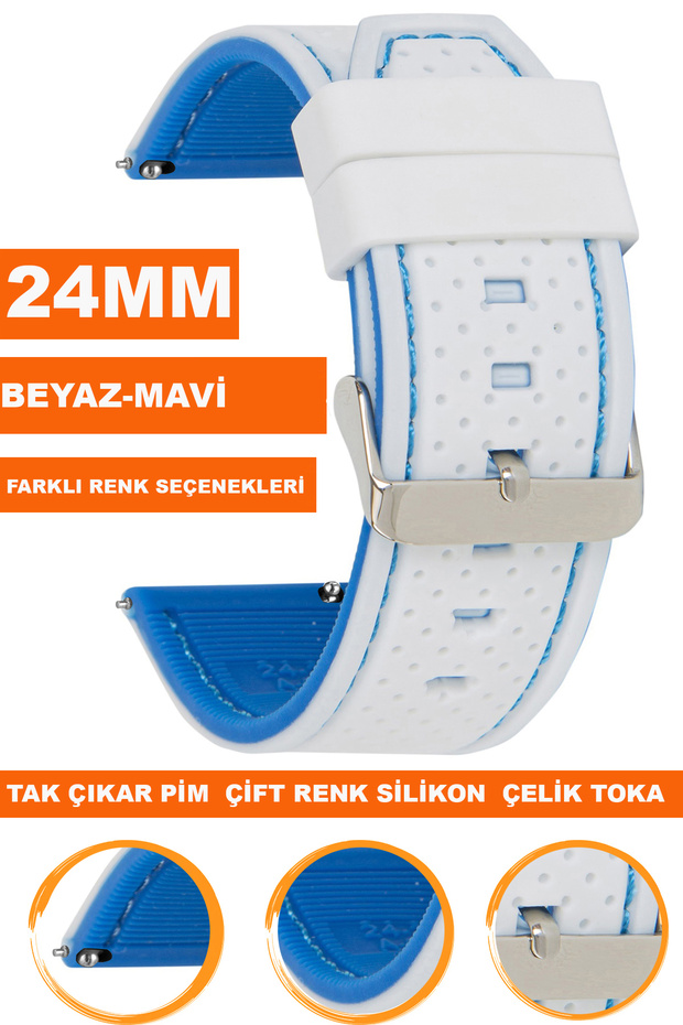 24mm Fossil-Welder-Casio-Seiko-Omega-Armani Watch Compatible Silicone Watch Band Strap A5424