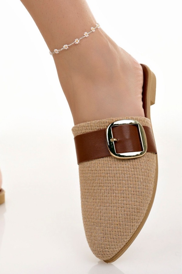 Women's Casual Slippers Tan Closed Front Knit Straw Knitted Stylish Summer Home Beach Vacation Work Office Slippers