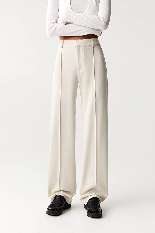 Dikiş detaylı kumaş pantolon - 2